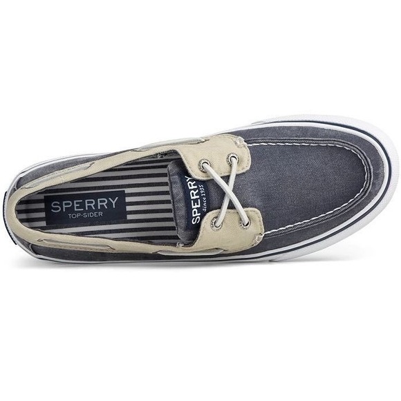 Sperry Other - Sperry Top-Sider Bahama II Boat Shoe Mens 12 Navy Khaki Fabric Sneakers STS22394